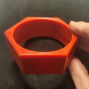 Hexagonal Red Bangle Bracelet